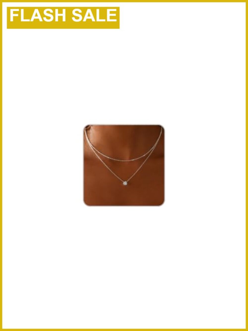 Layered Necklace Set 14K Gold Silver Plated Cubic Zirconia Pendant